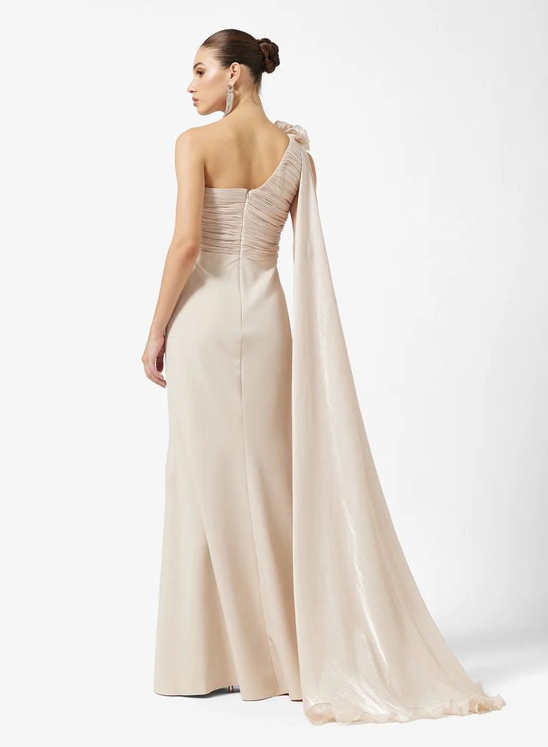 نمشي x One Shoulder 3D Floral Detail A Line Dress