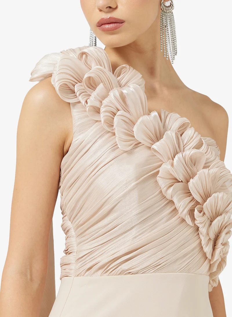 Namshi x One Shoulder 3D Floral Detail A Line Dress