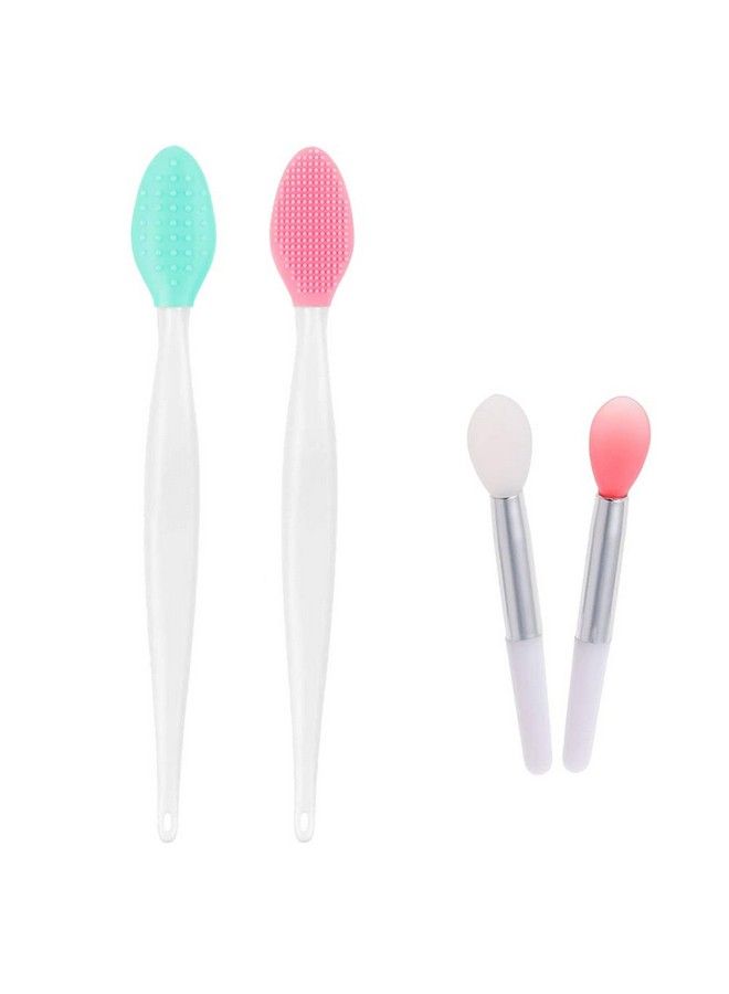 Finrray Silicone Lip Brush Set 2Pcs Silicone Exfoliating Lip Brush Doublesided Lip Scrubber & 2Pcs Silicone Lip Balm Brush Makeup Brush Applicator Tools - Image 1