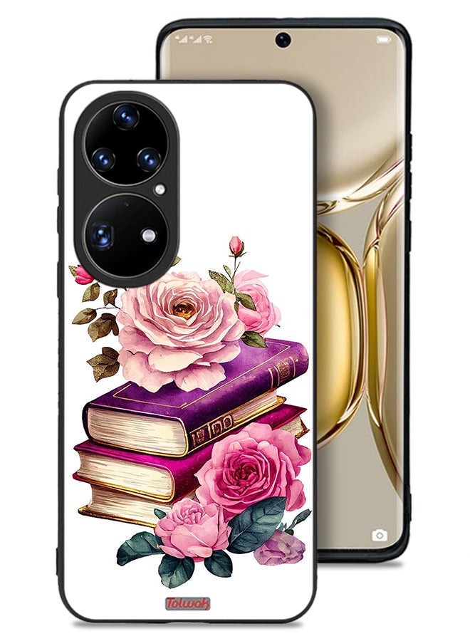 Tolwak Huawei P50 Pro Protective Case Cover Roses And Books - Image 1