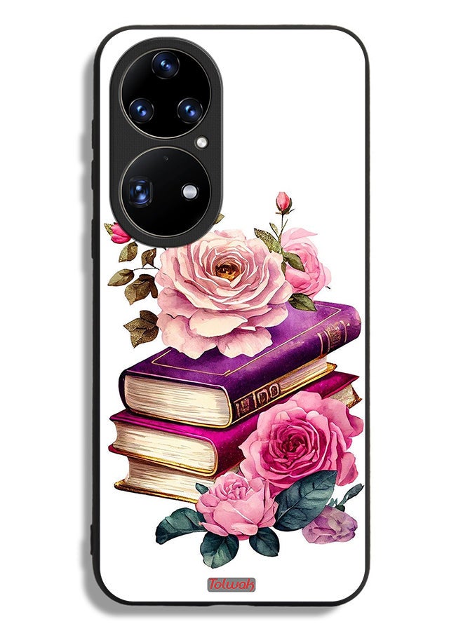 Tolwak Huawei P50 Pro Protective Case Cover Roses And Books - Image 2