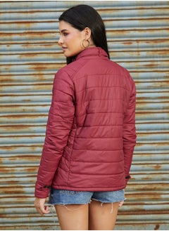 Campus Sutra Women's Brick Red Puffer Jacket With Flap Insert Pockets  - Image 5