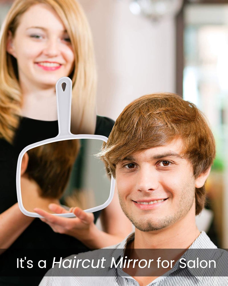 Protecle Hand Mirror  Handheld Makeup Mirror With Handle For Barber Hairdressing (Square White 10.3""X7.4"") - Image 5