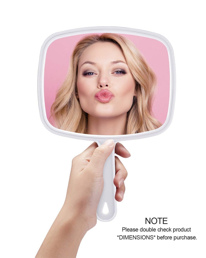 Protecle Hand Mirror  Handheld Makeup Mirror With Handle For Barber Hairdressing (Square White 10.3""X7.4"") - Image 2