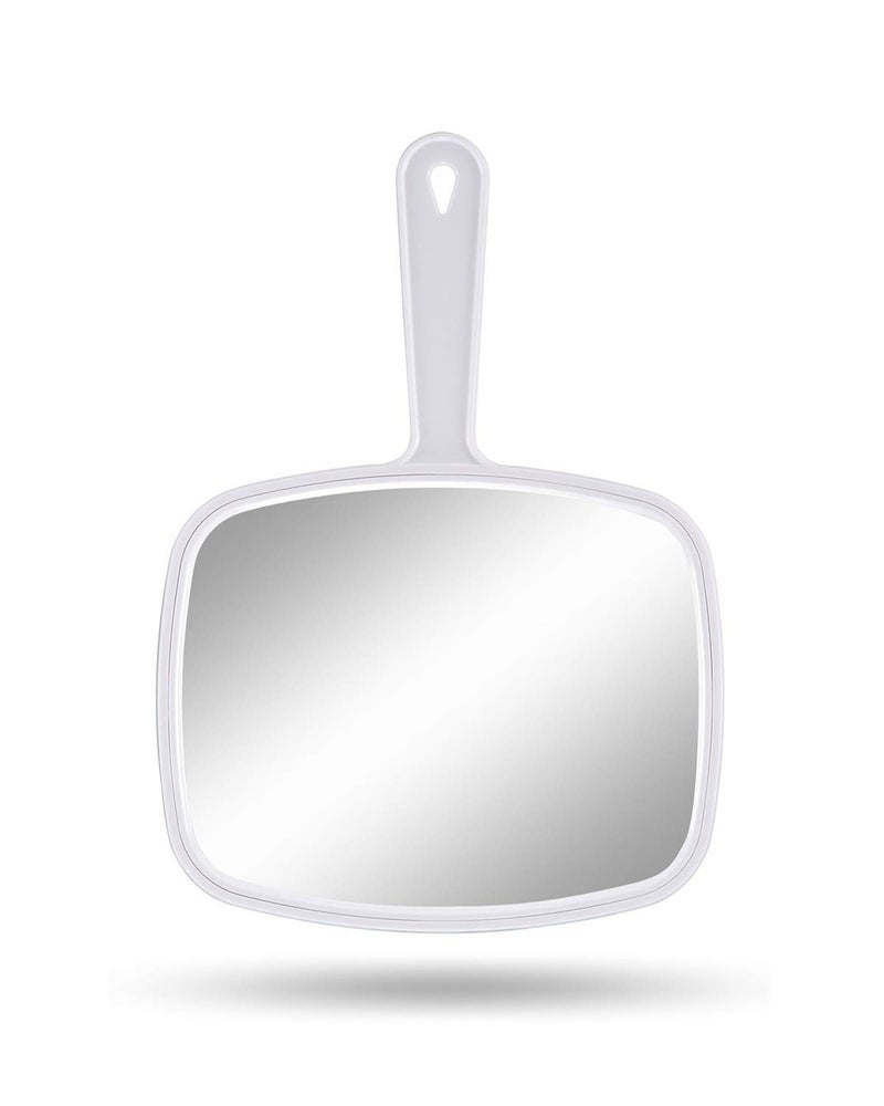 Protecle Hand Mirror  Handheld Makeup Mirror With Handle For Barber Hairdressing (Square White 10.3""X7.4"") - Image 1