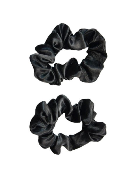 SET OF TWO SMALL BLACK SATIN SCRUNCHIES