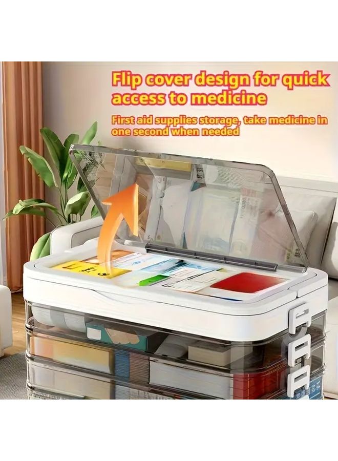 Two Layer Large Capacity Waterproof Medicine Storage Box Portable Pill Organizer With Handle - Image 4