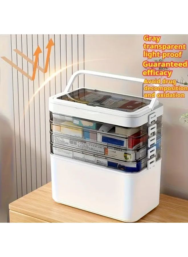 Two Layer Large Capacity Waterproof Medicine Storage Box Portable Pill Organizer With Handle - Image 5