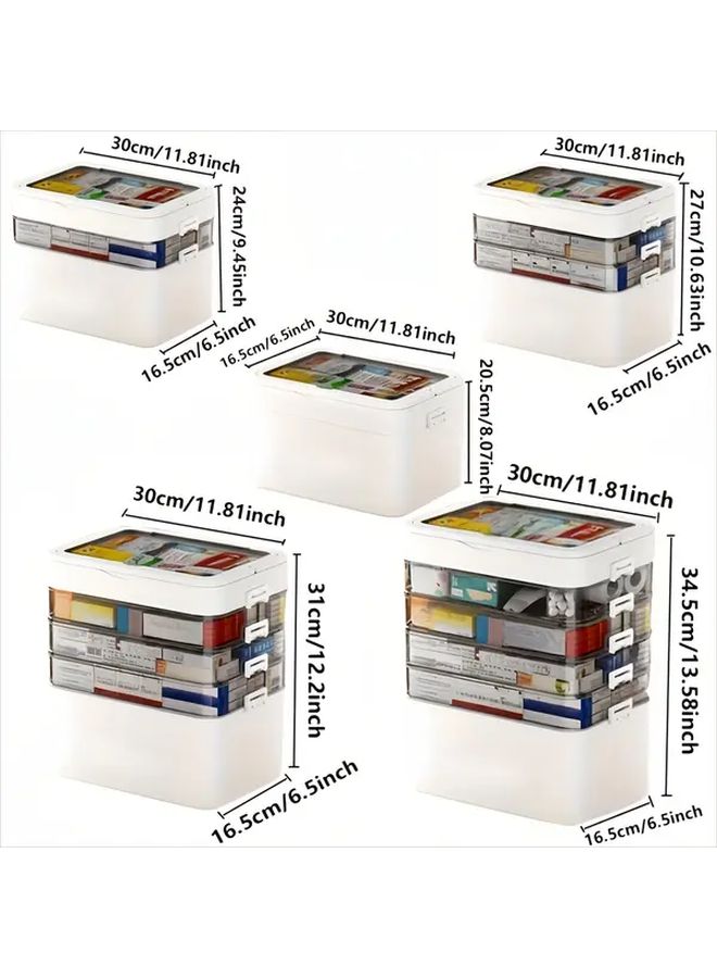 Two Layer Large Capacity Waterproof Medicine Storage Box Portable Pill Organizer With Handle - Image 2