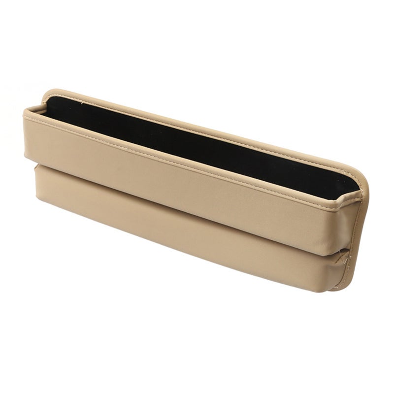 Car Seat Gap Filler: Beige Premium Leather - Prevents Items From Falling, Fits Driver Passenger Seats, Does Not Affect Seat Adjustment Or Seat Belt Use for Car Interior Organization - Image 1