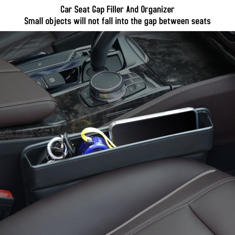 Car Seat Gap Filler: Beige Premium Leather - Prevents Items From Falling, Fits Driver Passenger Seats, Does Not Affect Seat Adjustment Or Seat Belt Use for Car Interior Organization - Image 2