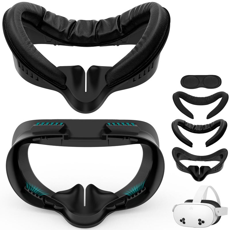 Quest 3s Applicable, Soft PU Leather Foam Ice Silk Cotton Replacement Face Pad, Sweat-proof and Breathable Mask Cover - Image 1