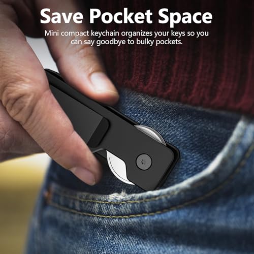 TUXON Key Organizer For Men - Compact Metal Key Holder | Minimalist Innovative Keyholder | Smart Keychain Secures 1-5 Keys (BLACK) - Image 5