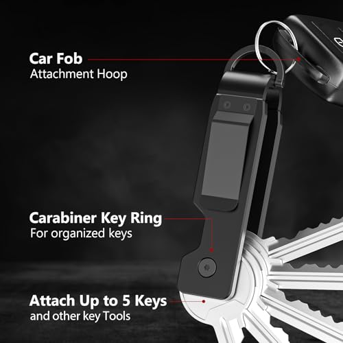TUXON Key Organizer For Men - Compact Metal Key Holder | Minimalist Innovative Keyholder | Smart Keychain Secures 1-5 Keys (BLACK) - Image 3