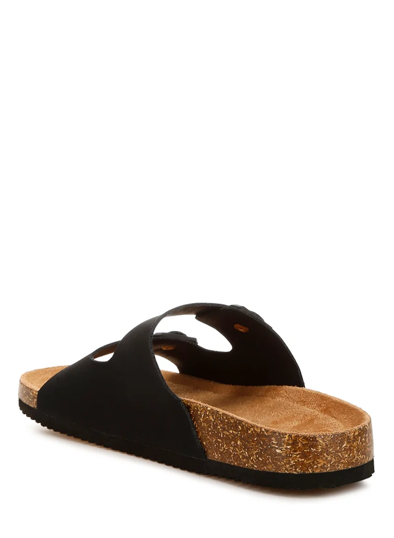 London Rag Dual Strap Buckle Flats in Black