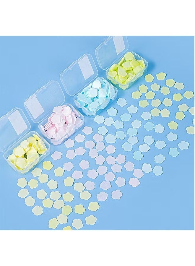 8 Pcs Petal Shape Soap Flakes Hand Soap Sheets, Mini Portable Antibacterial Soap Sheets the Box, Disposable Travel Scented Bath Slice Sheet Foaming Paper Soap (Colorful) - Image 2