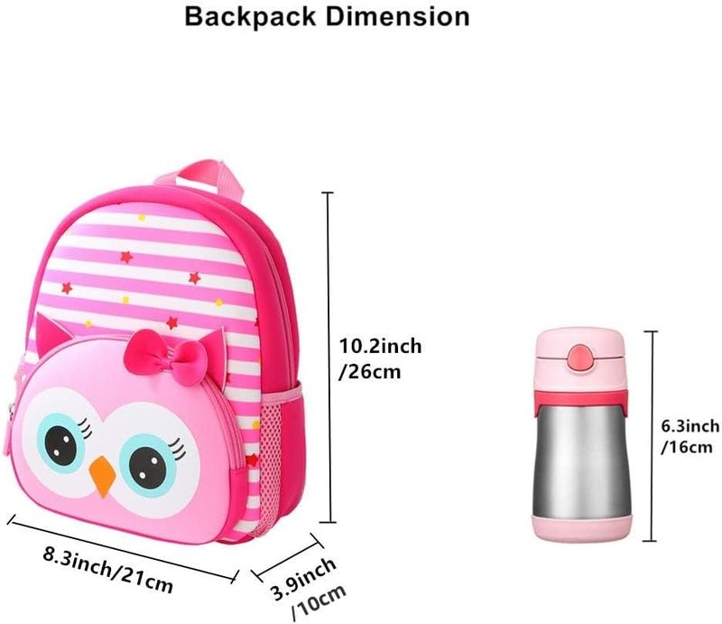 KK CRAFTS Preschool Backpack Toddler Neoprene Animal Schoolbag Lunch backpack for Kids Boys Girls(Owl) - Image 4