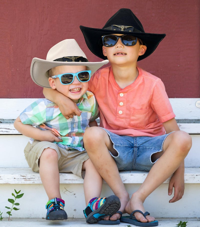 Jastore Western Cowboy Hat for Kids Boy Girl Classic Cowboy Cowgirl Dress Up Hat with Buckle Belt(Beige, 5-12 Years) - Image 5