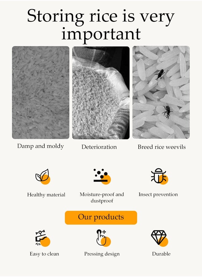 DUNISO Rice Dispenser, Large Dry Food Storage Box, Sealed Grain Dispenser Food Storage Container With Lid, Measuring Cup And Insect Repellent Box, Food Dispenser Kitchen, Store Rice, Beans, Grains, Small Dry Food, Suitable For Home Kitchen Food Storage, Black And White  - Image 4