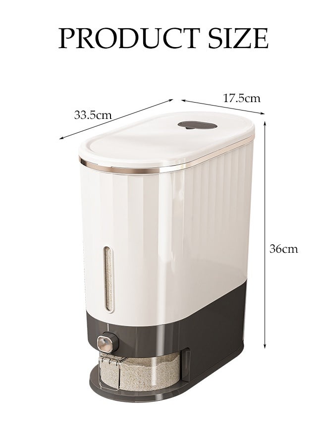 DUNISO Rice Dispenser, Large Dry Food Storage Box, Sealed Grain Dispenser Food Storage Container With Lid, Measuring Cup And Insect Repellent Box, Food Dispenser Kitchen, Store Rice, Beans, Grains, Small Dry Food, Suitable For Home Kitchen Food Storage, Black And White  - Image 3