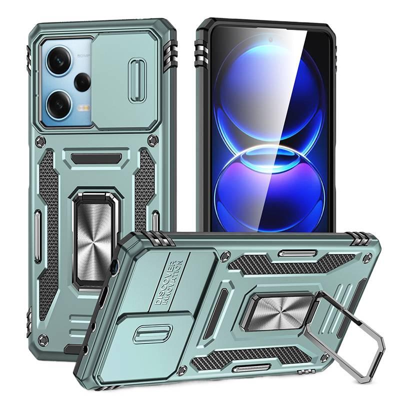 TPU+PC Protective Case for Redmi Note 13 Pro with Drop Protection and Anti-Fingerprint plus Shockproof plus Kickstand plus Strong Magnetic in Green - Image 1