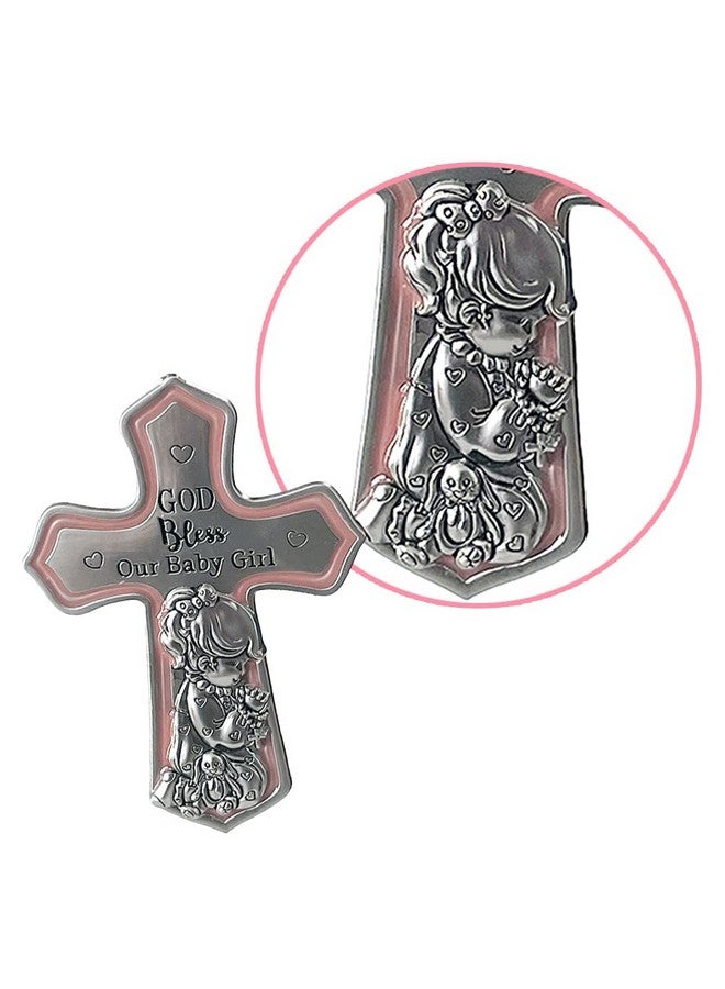 GANZ Ornate Crib Cross Decor with Ribbon Baby Girl for Baptism, Christening, Baby Shower "God Bless Our Baby Girl" - Image 4