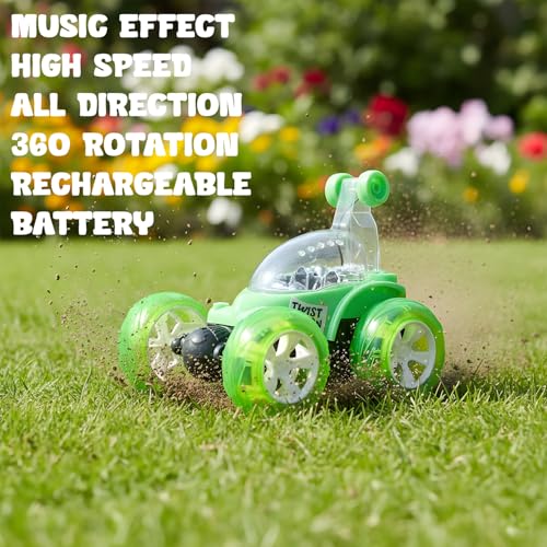MASTIDRIVE Remote Control Stunt Car for Kids, 360° Spins RC Off-Road Monster Truck, 4WD Rock Crawler Vehicle with LED Lights, Rechargeable Battery, Shockproof Design (Green, 9802) - Image 5
