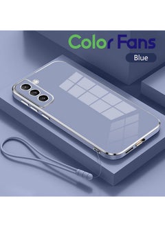 Color Fans Mobile Phone Case for Samsung S21 FE 5G 6.4 inch Electroplated Protective Case Gold-Blue 