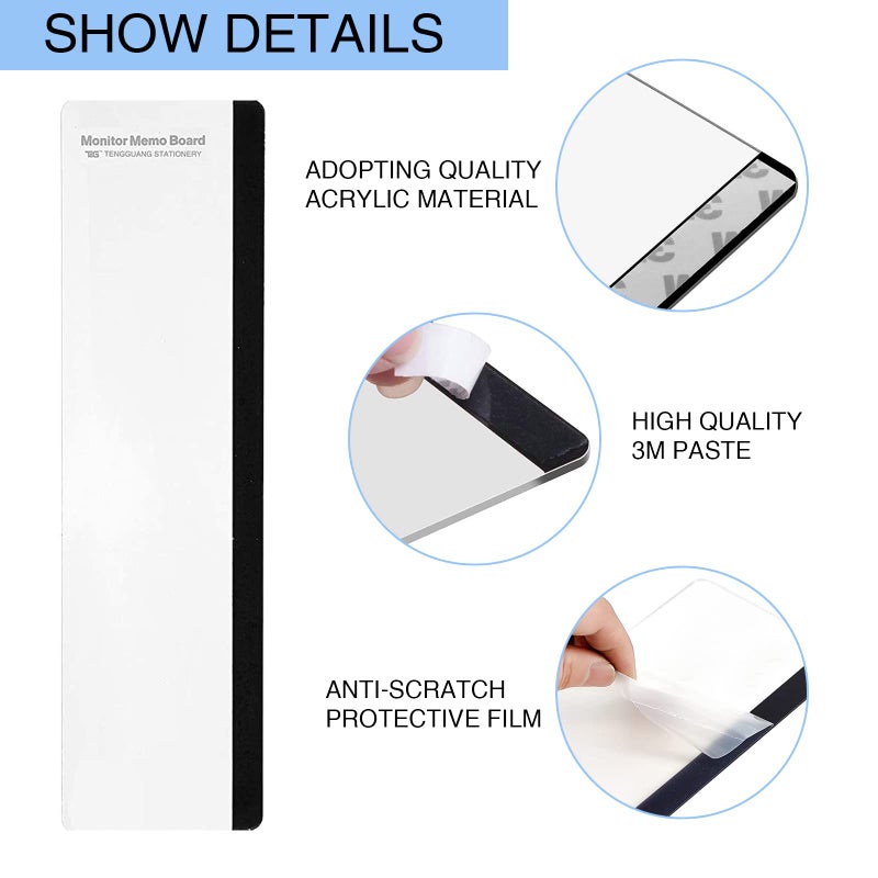 edooi Office Desk Accessories 4pcs Multifunction Computer Monitor Memo Board - Transparent Computer Side Panel Memo Creative Monitor Side Panel Suitable for Office Home Desktop - Image 4