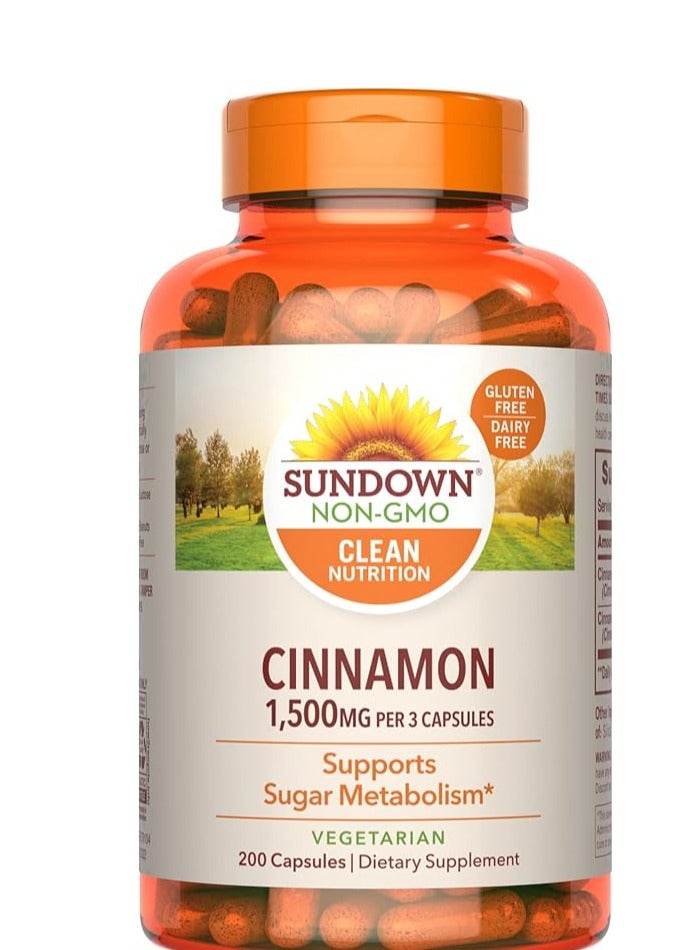 Sundown Cinnamon Supports Sugar Metabolism 200 Capsules