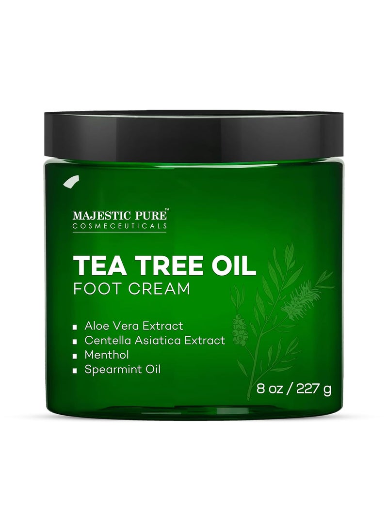 Majestic Pure - Majestic Pure Tea Tree Oil Foot Cream, Warming Cream - Calluses, Dry Cracked Feet, Hands, Heels, Elbow, Nails, and Knees - Softens & Moisturizes Skin - 8 oz - Image 1