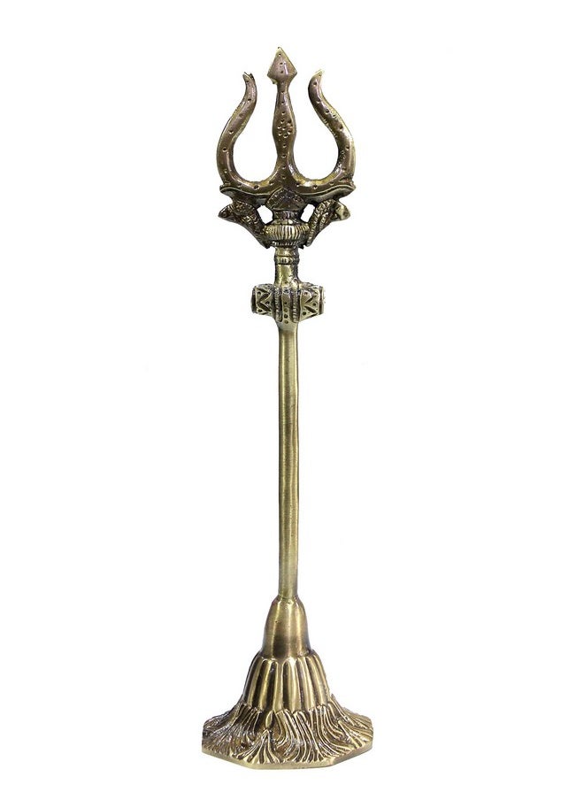 ESPLANADE ESPLANADE Brass Shiva Shiv Bholenath Trishul Trident with Damru - 11" Inches  - Image 1