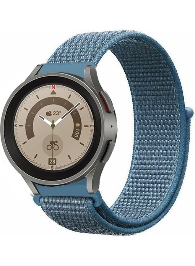 NIBEMINENT Samsung Galaxy Watch 5 / Pro Band Nylon Loop Replacement Strap 20mm Compatible with Watch5 (44mm/40mm) (45mm) Blue - Image 2