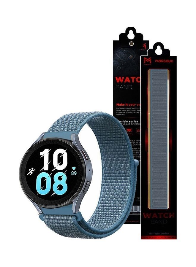 NIBEMINENT Samsung Galaxy Watch 5 / Pro Band Nylon Loop Replacement Strap 20mm Compatible with Watch5 (44mm/40mm) (45mm) Blue - Image 4
