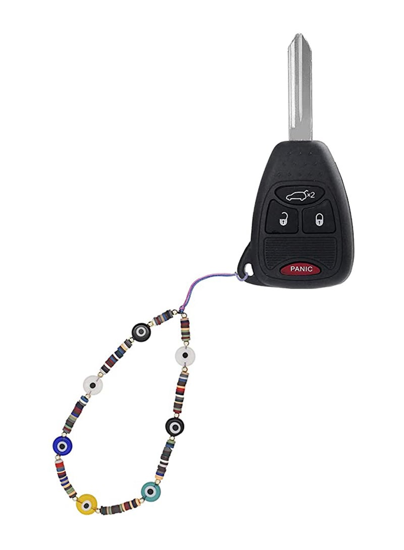 KASTWAVE Evil Eye Lucky Y2K Chain for Mobile Phone Wrist Strap Polymer Clay Wristlet String Boho Cell Chains Beaded Lanyard Handmade Rainbow Acrylic Beads Pearl Bracelet Keychain Women - Image 4