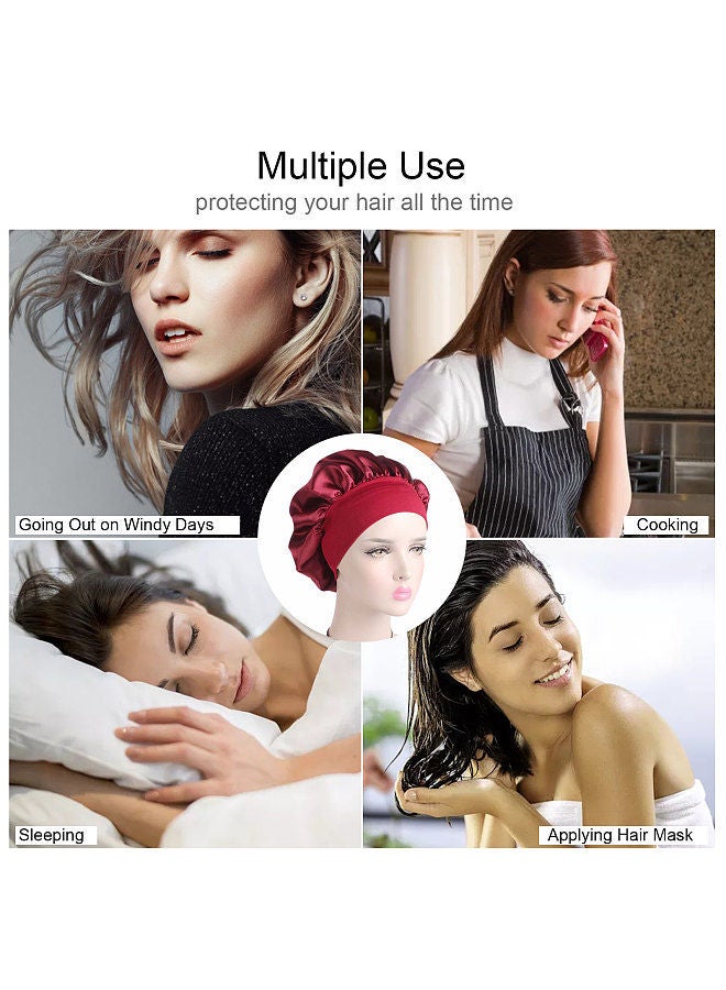 Hair Cover Bonnet Sleep Cap Wide Head Band Sleep Cap Hat for Night Sleeping Women Natural Curly Long Hair Wrap Stay All Night