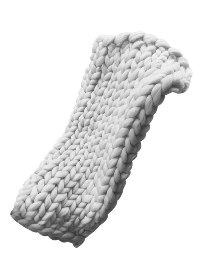 NIBEMINENT Chunky Knitted Handmade Thick Throw Blanket Cotton White 60x60centimeter - Image 1