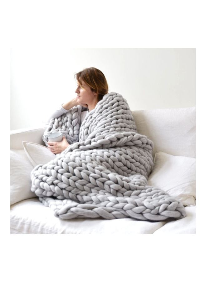 NIBEMINENT Chunky Knitted Handmade Thick Throw Blanket Cotton White 60x60centimeter - Image 2