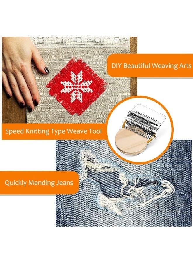 Small Loom Speedweve Type Weave Tool,darning Loom Quickly Mini Mending Convenient Darning Loom for Mending Jeans Socks Clothes Loom Machine Makes Beautiful Stitching Diy Weaving Arts (14 Hooks) - Image 5