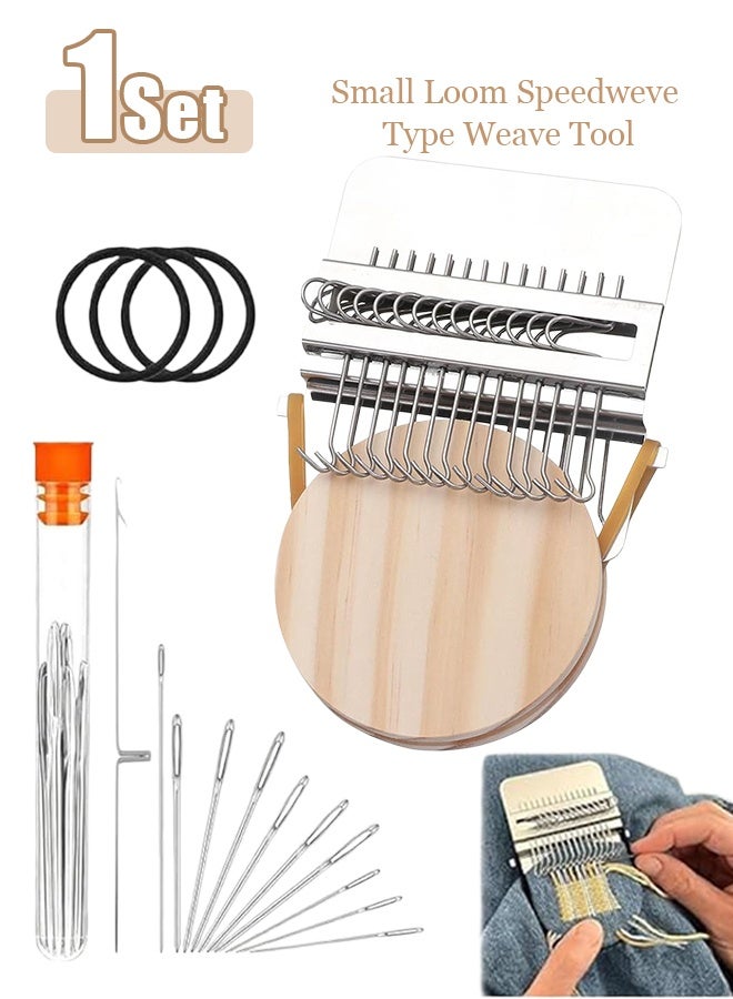 Small Loom Speedweve Type Weave Tool,darning Loom Quickly Mini Mending Convenient Darning Loom for Mending Jeans Socks Clothes Loom Machine Makes Beautiful Stitching Diy Weaving Arts (14 Hooks) - Image 1