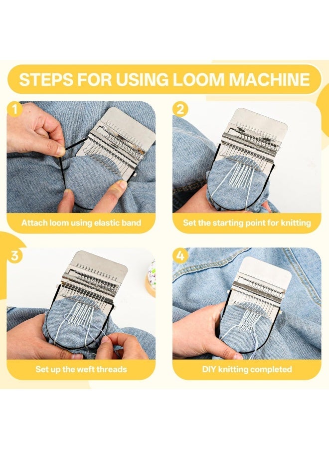 Small Loom Speedweve Type Weave Tool,darning Loom Quickly Mini Mending Convenient Darning Loom for Mending Jeans Socks Clothes Loom Machine Makes Beautiful Stitching Diy Weaving Arts (14 Hooks) - Image 3