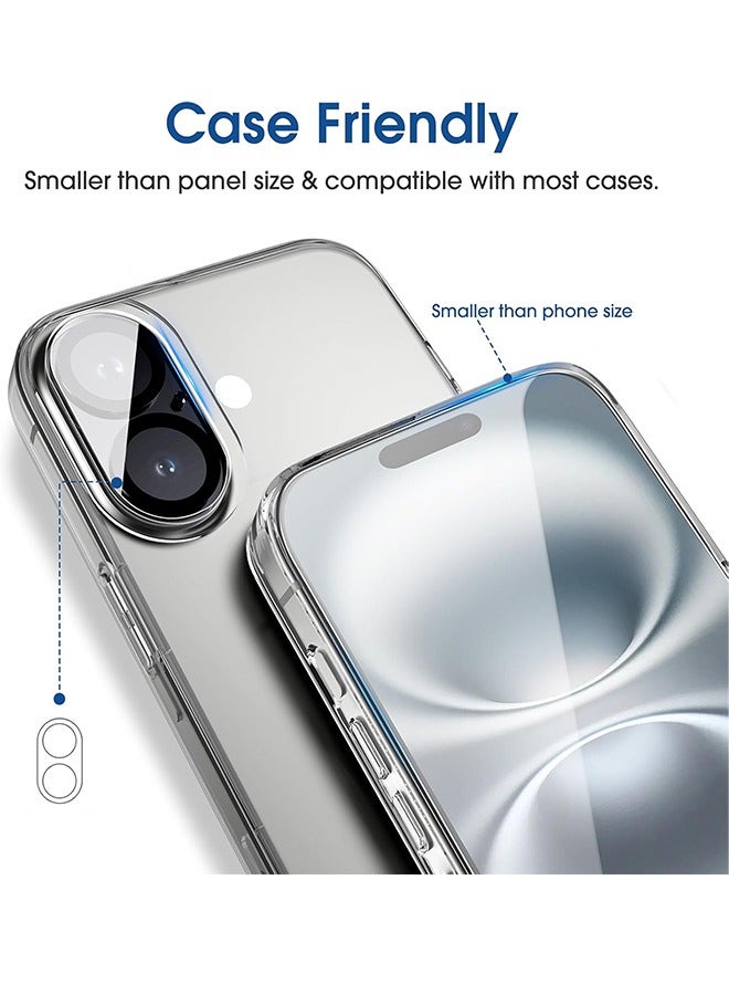 4 عبوات من واقيات شاشة iPhone 16 + واقيات عدسة الكاميرا، عالية الوضوح، مقاومة للكسر بدرجة عسكرية، طبقة زجاجية مقواة 9H لهاتف iPhone 16 شفافة، شاشة تغطية كاملة، [2+2 عبوة] - Image 2