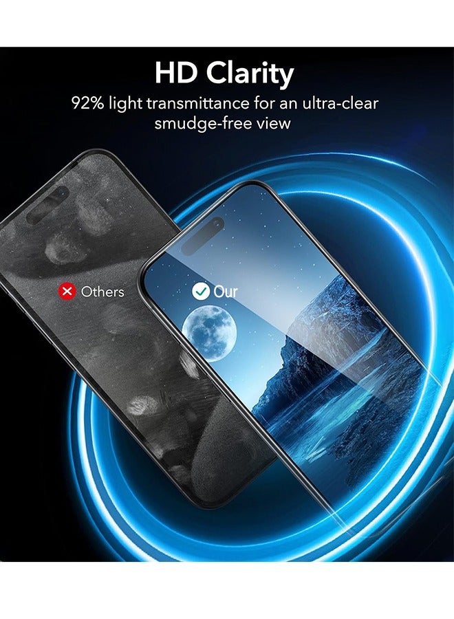 4 عبوات من واقيات شاشة iPhone 16 + واقيات عدسة الكاميرا، عالية الوضوح، مقاومة للكسر بدرجة عسكرية، طبقة زجاجية مقواة 9H لهاتف iPhone 16 شفافة، شاشة تغطية كاملة، [2+2 عبوة] - Image 5