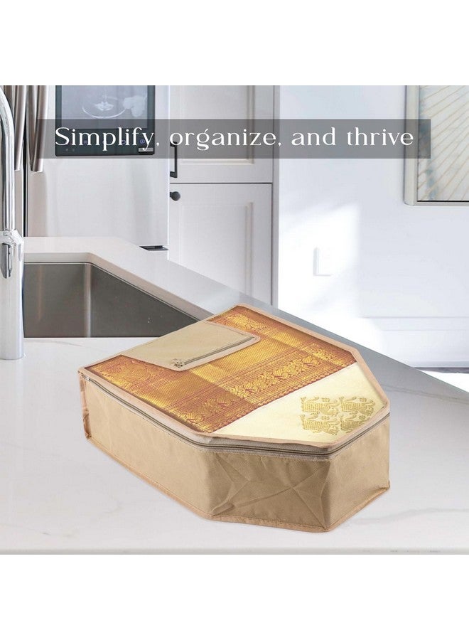 Kuber Industries Blouse Cover | Clothes Storage Bag | Zipper Wardrobe Organizers | Clothes Organiser With Attached Pocket | Non-Woven Front Transparent Blouse Cover | Pack Of 6 | Brown - Image 2