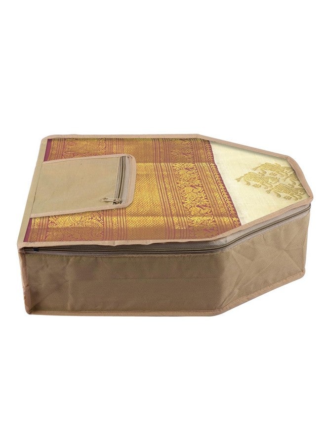 Kuber Industries Blouse Cover | Clothes Storage Bag | Zipper Wardrobe Organizers | Clothes Organiser With Attached Pocket | Non-Woven Front Transparent Blouse Cover | Pack Of 6 | Brown - Image 5