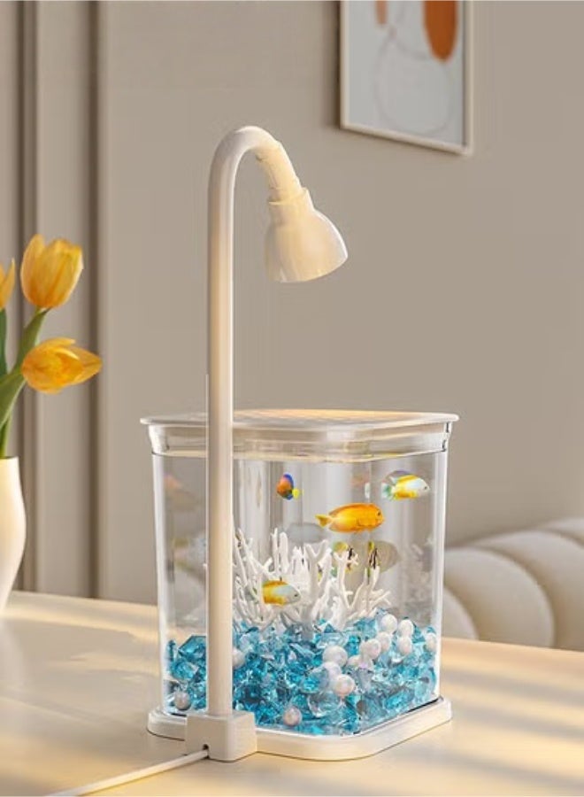 Fish Tank with Light,Fish Tank Light,Fish Tank Kit,Portable Fish Tank with Lid,Small Fish Tank for Home Decoration Table Desk Decorators - Image 4