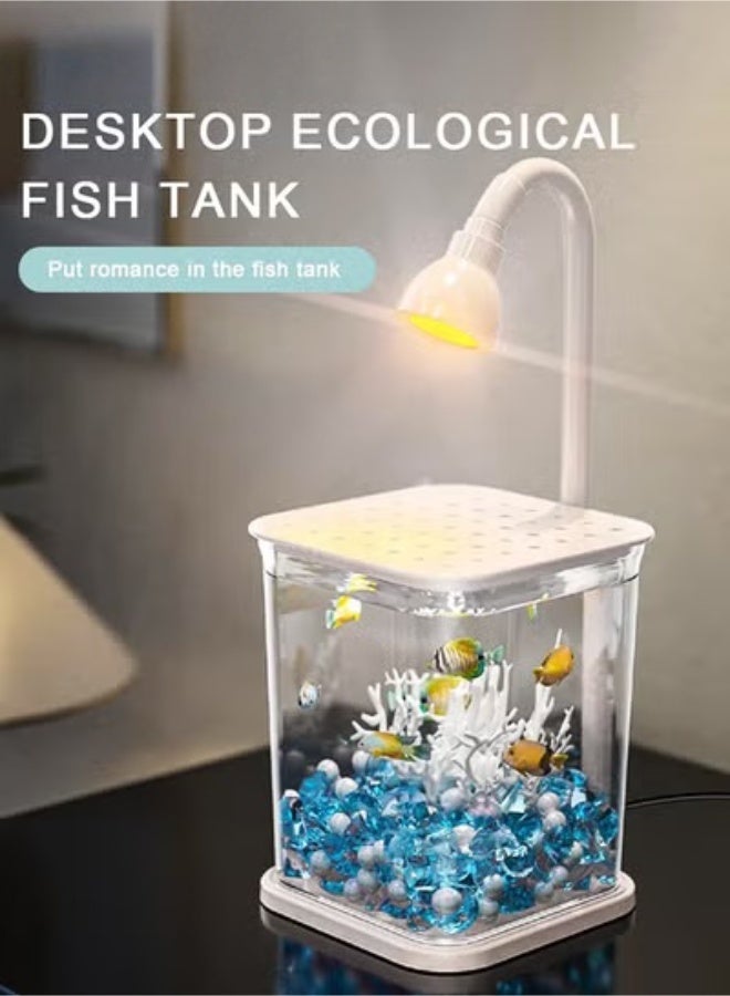 Fish Tank with Light,Fish Tank Light,Fish Tank Kit,Portable Fish Tank with Lid,Small Fish Tank for Home Decoration Table Desk Decorators - Image 3