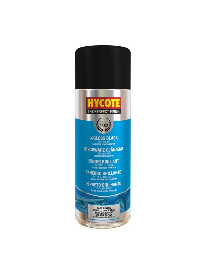Hycote Fast Drying Aerosol Car Spray Paint, Gloss Black, 400 ml - Image 1