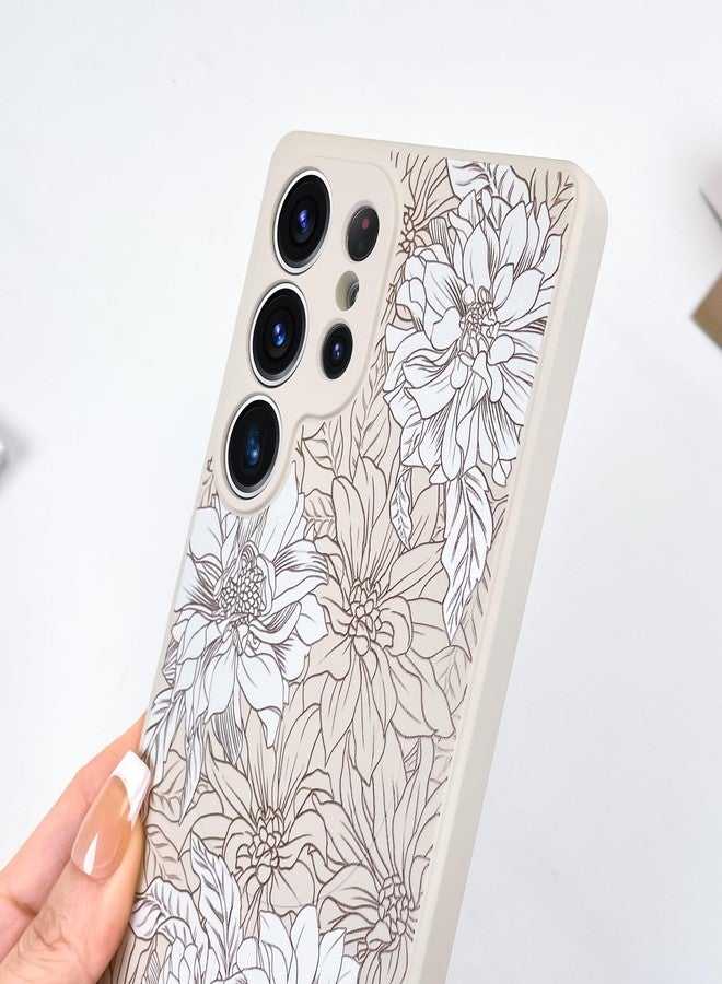 OOK Magnetic for Samsung Galaxy S25 Ultra Case, Silicone White Flower Cute Pattern [Compatible with MagSafe] Floral Print Camera Protection Shockproof Slim Phone Case for 6.9inch, White Flower - Image 3