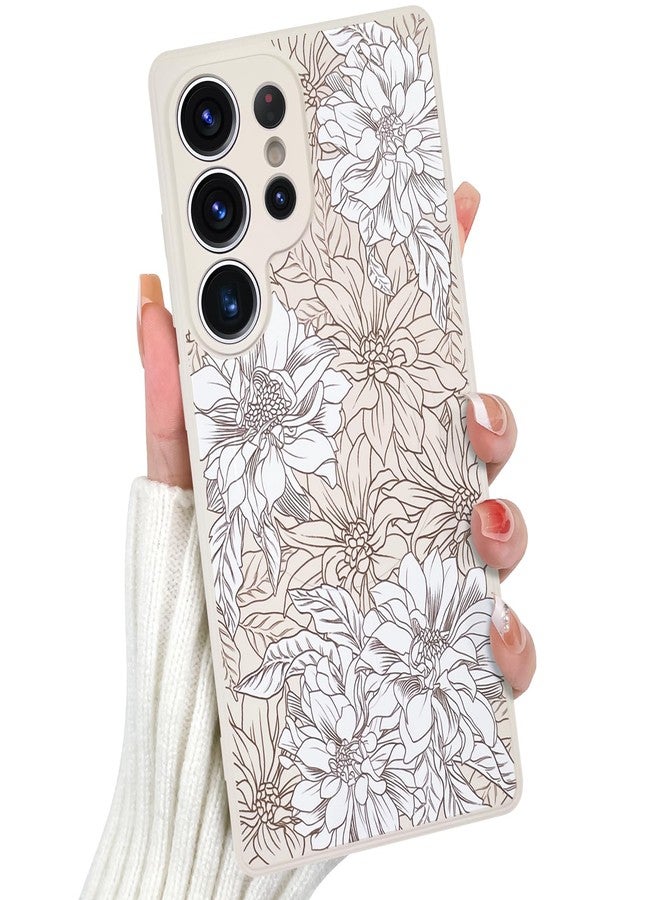 OOK Magnetic for Samsung Galaxy S25 Ultra Case, Silicone White Flower Cute Pattern [Compatible with MagSafe] Floral Print Camera Protection Shockproof Slim Phone Case for 6.9inch, White Flower - Image 1